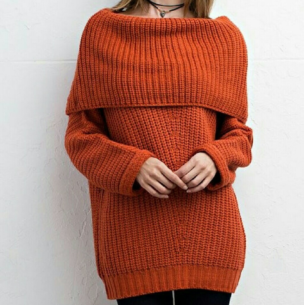 OFF THE SHOULDER RUST SWEATER